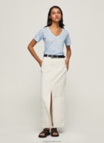 Bay Linen V-Neck T-Shirt Pepe Jeans L20F2F466 Women - Image 2