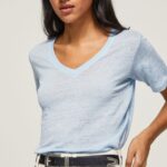 Bay Linen V-Neck T-Shirt Pepe Jeans L20F2F466 Women