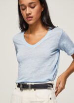 Bay Linen V-Neck T-Shirt Pepe Jeans L20F2F466 Women