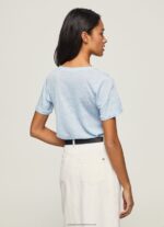 Bay Linen V-Neck T-Shirt Pepe Jeans L20F2F466 Women - Image 4