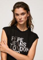 Black Armhole Sleeves Logo T-Shirt Pepe Jeans L20F2F419 Women - Image 3