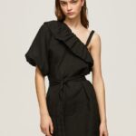 Black Asymmetrical Dress Pepe Jeans L20F2F200 Women