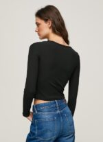 Black Asymmetrical Long Sleeve T-Shirt Pepe Jeans L20F2F405 Women - Image 3