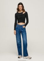 Black Asymmetrical Long Sleeve T-Shirt Pepe Jeans L20F2F405 Women - Image 4