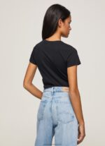Black Basic Logo T-Shirt Pepe Jeans L20F2F400 Women - Image 4