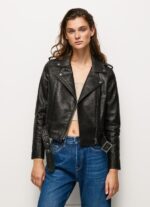 Black Biker Jacket With Epalules Shoulders Pepe Jeans L20F2F116 Women - Image 2