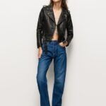 Black Biker Jacket With Epalules Shoulders Pepe Jeans L20F2F116 Women