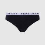 Black Classic Thong With Printed Logo Pepe Jeans L20F2F569 Women
