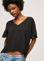 Black Crepe Top With Frills On Sleeves Pepe Jeans L20F2F365 Women - Image 3