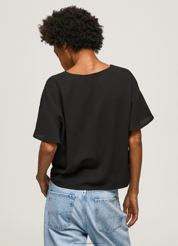 Black Crepe Top With Frills On Sleeves Pepe Jeans L20F2F365 Women - Image 4