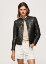 Black Diamond Design Leather Jacket Pepe Jeans L20F2F140 Women