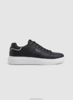 Black Eaton Part Leather Sneakers Pepe Jeans L20F2F1198 Men