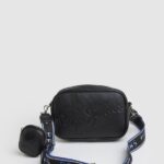 Black Embossed Logo Maxi Crossbody Bag Pepe Jeans L20F2F713 Women