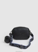 Black Embossed Logo Maxi Crossbody Bag Pepe Jeans L20F2F713 Women