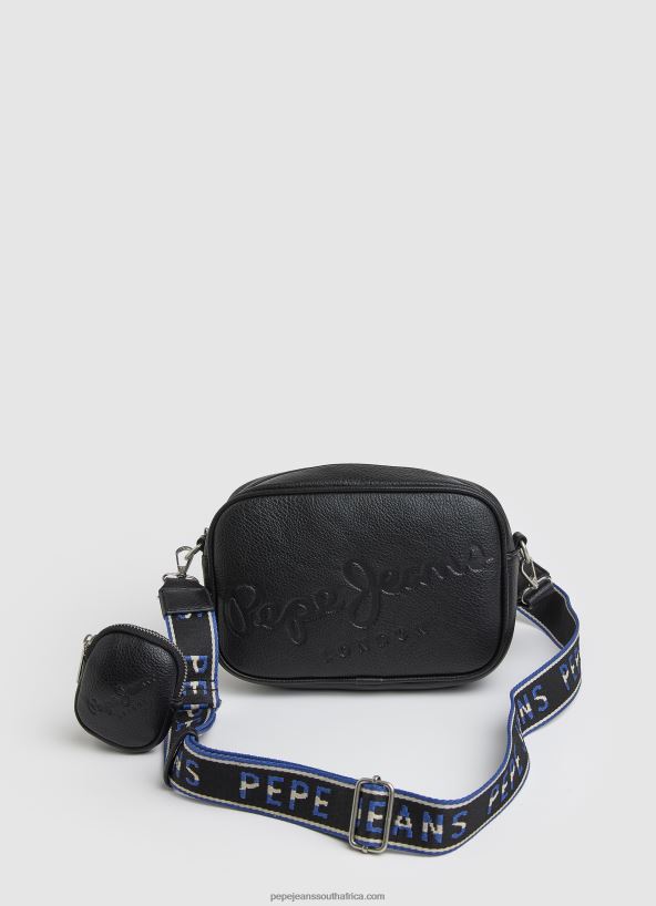 black_embossed_logo_maxi_crossbody_bag_pepe_jeans_l20f2f713_women.jpg Black Embossed Logo Maxi Crossbody Bag Pepe Jeans L20F2F713 Women - Image 1