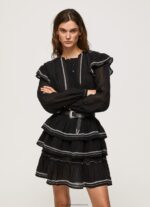 Black Embroidered Detailing Mini Dress Pepe Jeans L20F2F190 Women - Image 2
