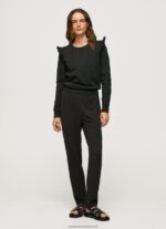 Black Frilled Cotton Jumper Pepe Jeans L20F2F283 Women - Image 2