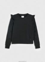 Black Frilled Cotton Jumper Pepe Jeans L20F2F283 Women - Image 5