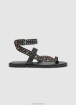 Black Irma Ethnic Leather Sandals Pepe Jeans L20F2F659 Women