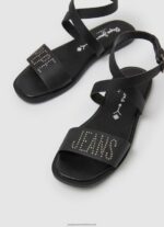 Black Irma Log Flat Leather Sandals Pepe Jeans L20F2F661 Women - Image 3