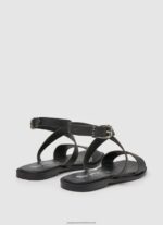 Black Irma Log Flat Leather Sandals Pepe Jeans L20F2F661 Women - Image 4