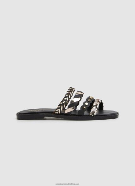 Black Irma Multistraps Leather Sandals Pepe Jeans L20F2F663 Women