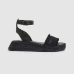 Black Kate Fabric Wedge Sandals Pepe Jeans L20F2F671 Women