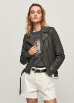 Black Lamb Leather Biker Jacket Pepe Jeans L20F2F114 Women - Image 2