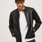 Black Lamb Leather Biker Jacket Pepe Jeans L20F2F835 Men