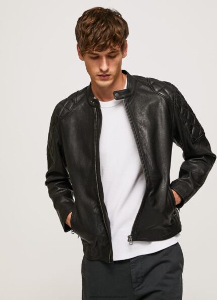 Black Lamb Leather Biker Jacket Pepe Jeans L20F2F835 Men