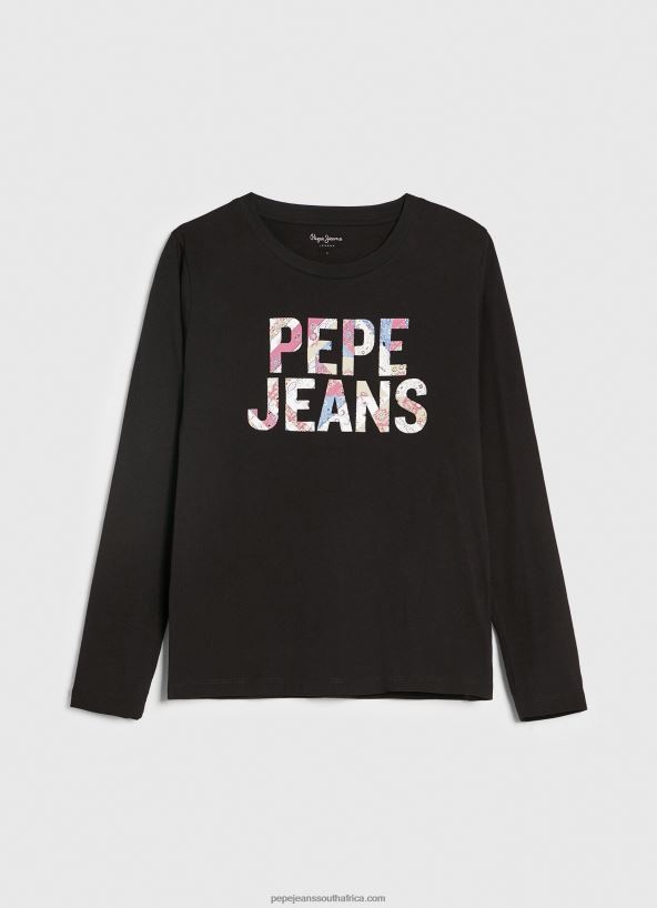 Black Logo Patched Long Sleeved T-Shirt Pepe Jeans L20F2F426 Women - Image 5