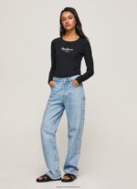 Black Long-Sleeved Cotton T-Shirt Pepe Jeans L20F2F471 Women - Image 2