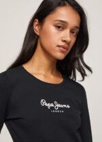 Black Long-Sleeved Cotton T-Shirt Pepe Jeans L20F2F471 Women - Image 3