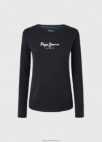Black Long-Sleeved Cotton T-Shirt Pepe Jeans L20F2F471 Women - Image 5