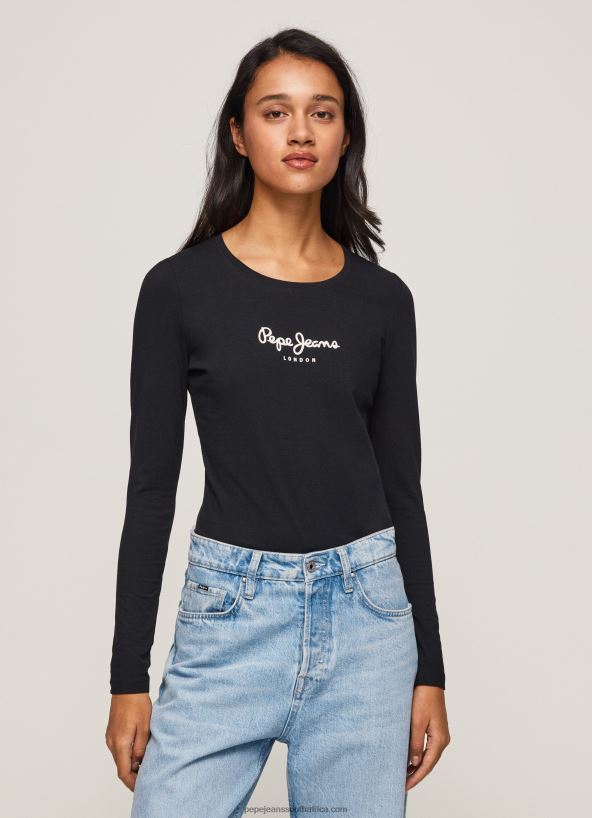 black_long_sleeved_cotton_t_shirt_pepe_jeans_l20f2f471_women.jpg Black Long-Sleeved Cotton T-Shirt Pepe Jeans L20F2F471 Women - Image 1