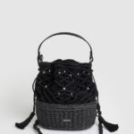Black Macrame And Straw Bucket Bag Pepe Jeans L20F2F741 Women
