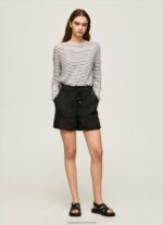 Black Paper Bag Linen Shorts Pepe Jeans L20F2F489 Women