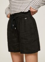 Black Paper Bag Linen Shorts Pepe Jeans L20F2F489 Women - Image 3