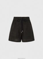 Black Paper Bag Linen Shorts Pepe Jeans L20F2F489 Women - Image 5