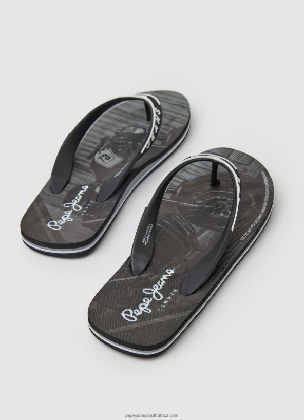 Black Pool Motorbike Beach Flip Flops Pepe Jeans L20F2F1269 Men - Image 4