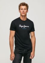 Black Printed Logo Cotton T-Shirt Pepe Jeans L20F2F1000 Men - Image 3