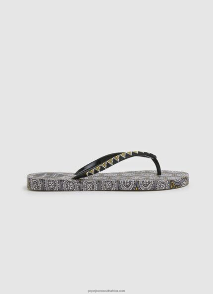Black Rake Coin Beach Flip Flops Pepe Jeans L20F2F704 Women