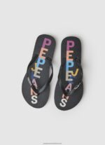 Black Rake Letters Beach Flip Flops Pepe Jeans L20F2F697 Women - Image 2