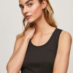 Black Ribbed Armhole-Sleeved T-Shirt Pepe Jeans L20F2F440 Women