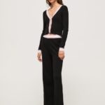 Black Ribbed Knit Trousers Pepe Jeans L20F2F306 Women