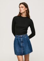 Black Ribbed Long Sleeve T-Shirt Pepe Jeans L20F2F407 Women