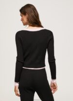 Black Ribbed V Neck Cardigan Pepe Jeans L20F2F264 Women - Image 4