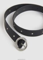 Black Round Buckle Leather Belt Pepe Jeans L20F2F762 Women - Image 2
