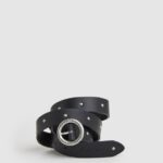 Black Round Buckle Leather Belt Pepe Jeans L20F2F762 Women