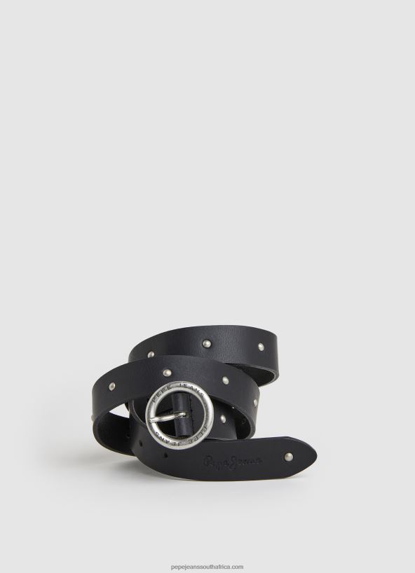 black_round_buckle_leather_belt_pepe_jeans_l20f2f762_women.jpg Black Round Buckle Leather Belt Pepe Jeans L20F2F762 Women - Image 1